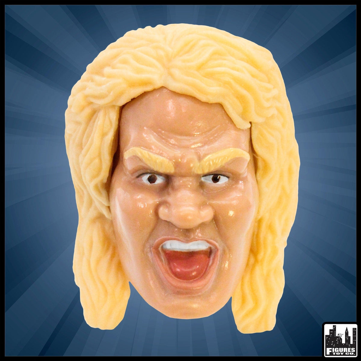 White Male Interchangeable Wrestling Action Figure Head With Long Blonde Hair