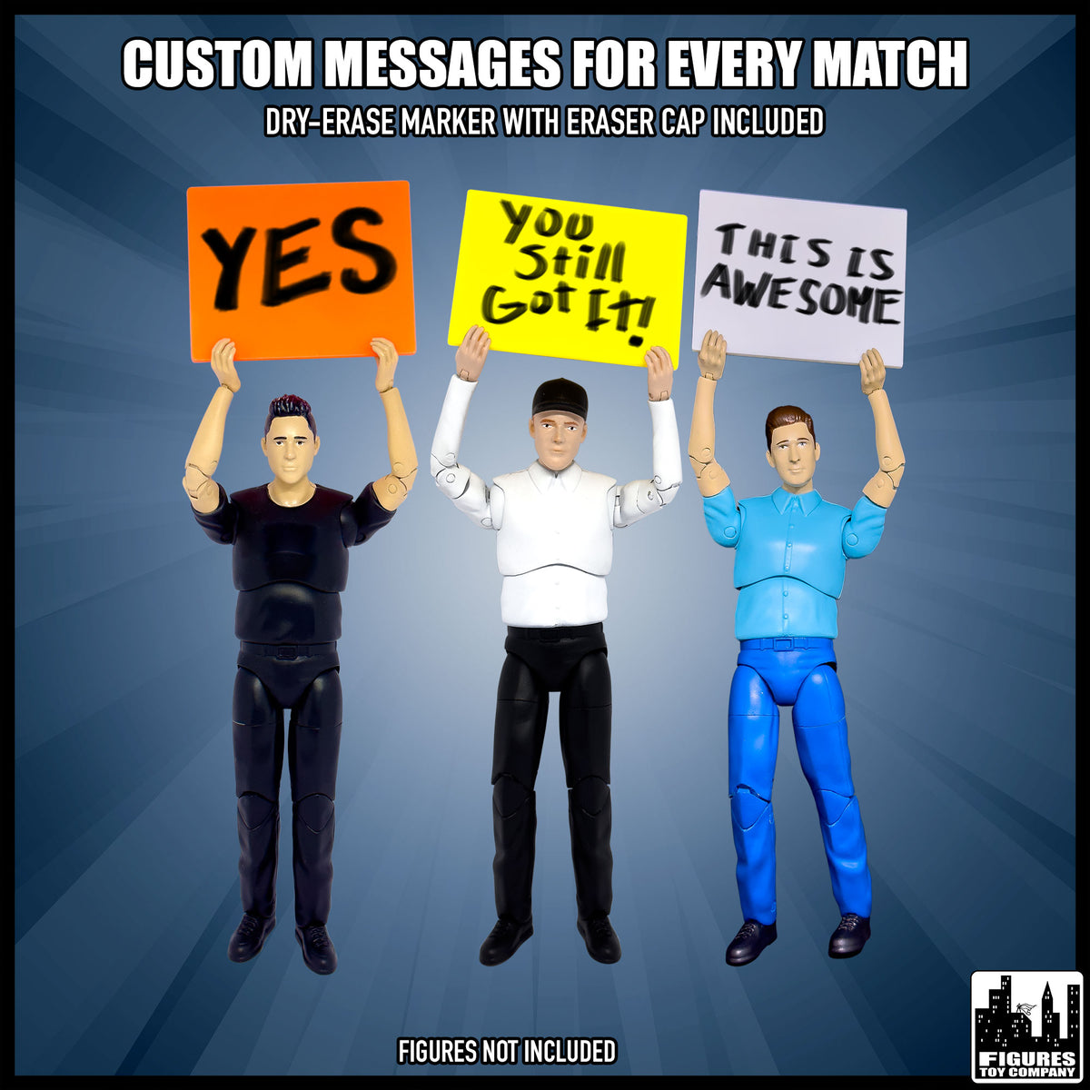 Wrestling Audience Crowd Sign Accessory Pack for wrestling figures — custom messages.