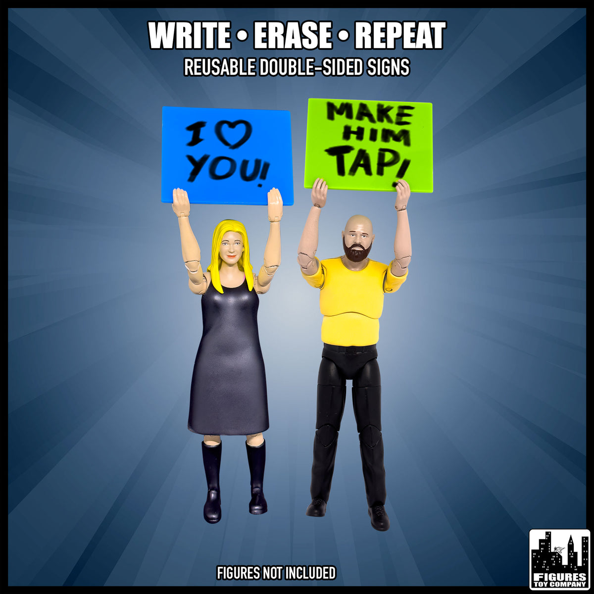 Wrestling Audience Crowd Sign Accessory Pack for wrestling figures — writable and erasable sign surface.
