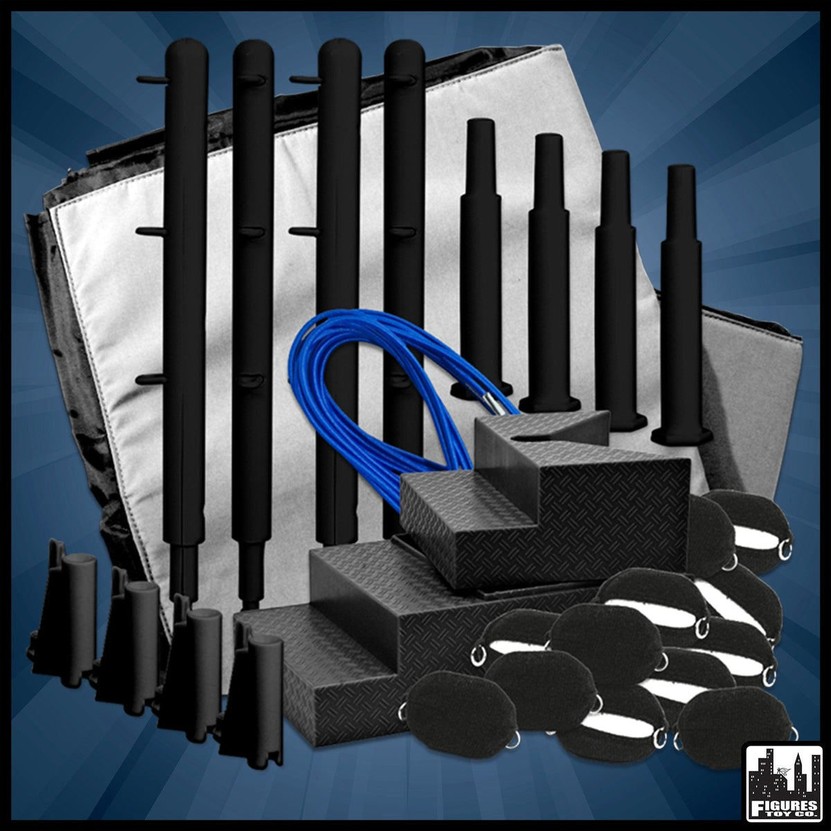 Wrestling Ring Conversion Kit: Deal 6 (Black &amp; Gray Throwdown Deal With Blue Ropes)