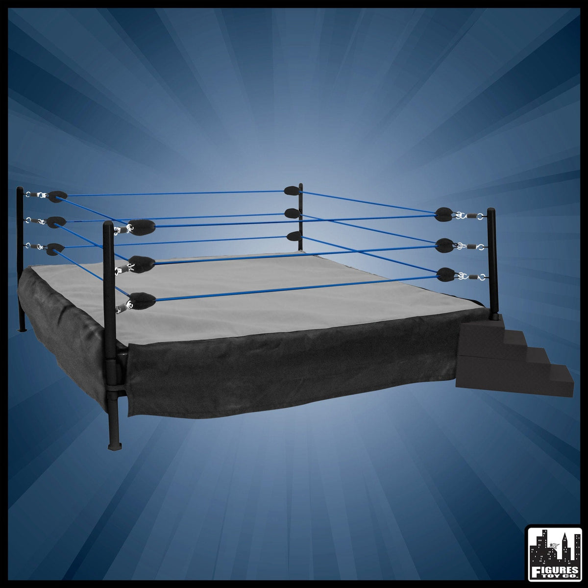 Wrestling Ring Conversion Kit: Deal 6 (Black &amp; Gray Throwdown Deal With Blue Ropes)