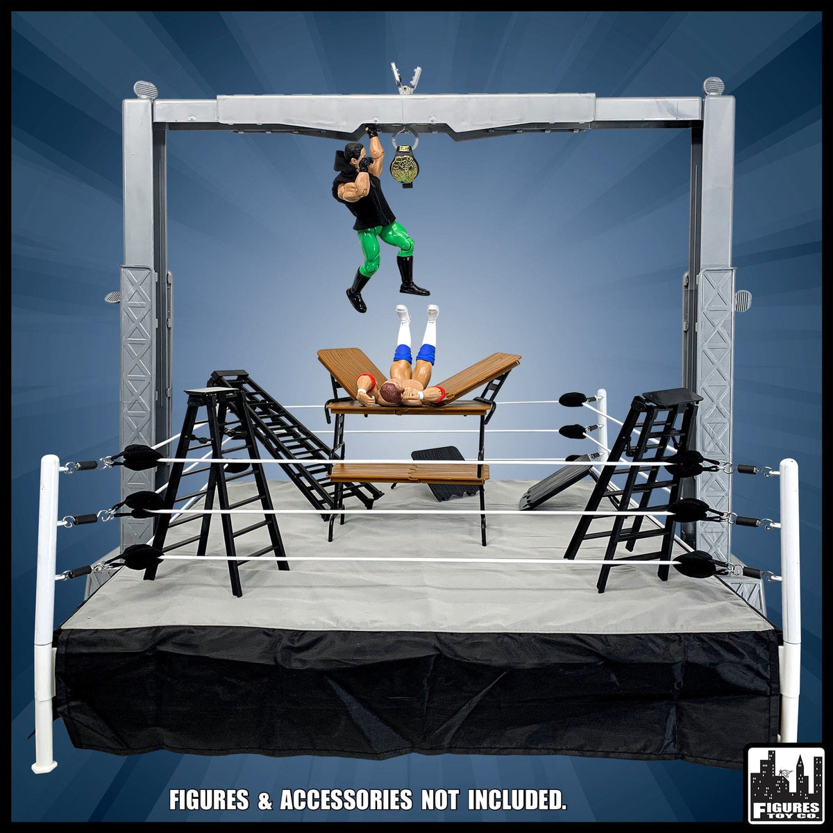 Wrestling Ring &amp; Grab The Gear Adjustable Playset for WWE Wrestling Action Figures