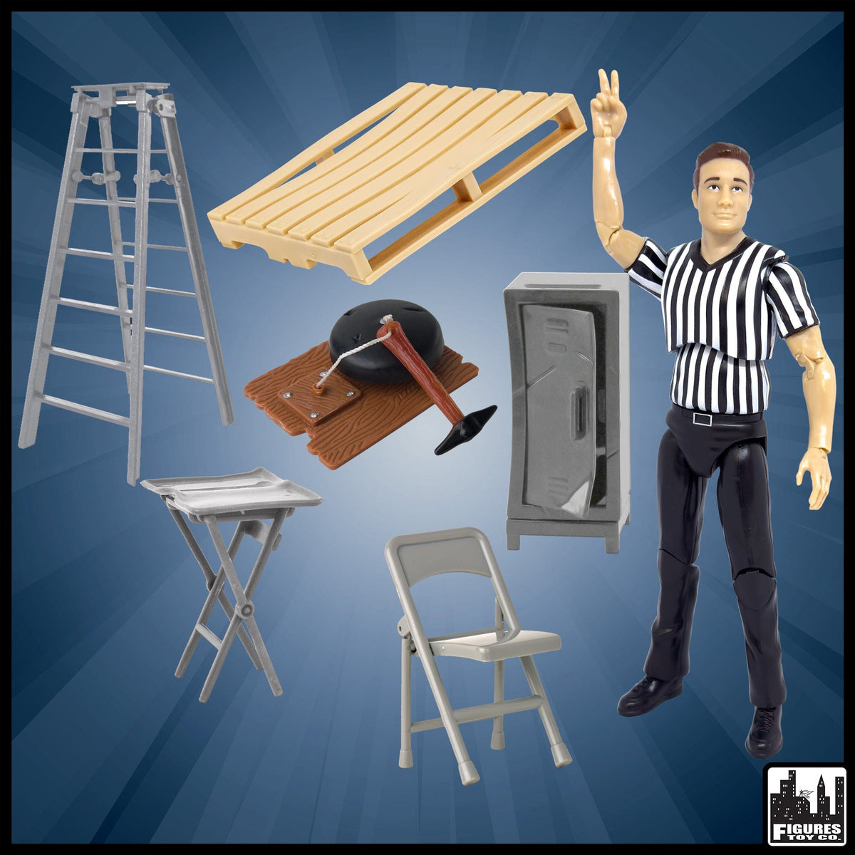 Wrestling Ring Referee &amp; Gear Accessory Kit for WWE Wrestling Action Figures