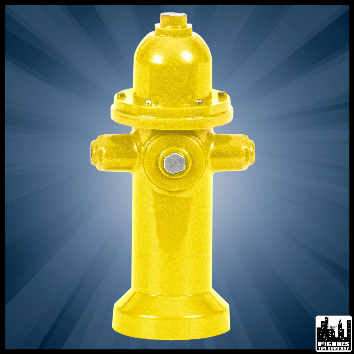 Yellow Fire Hydrant for wrestling figures — front view.